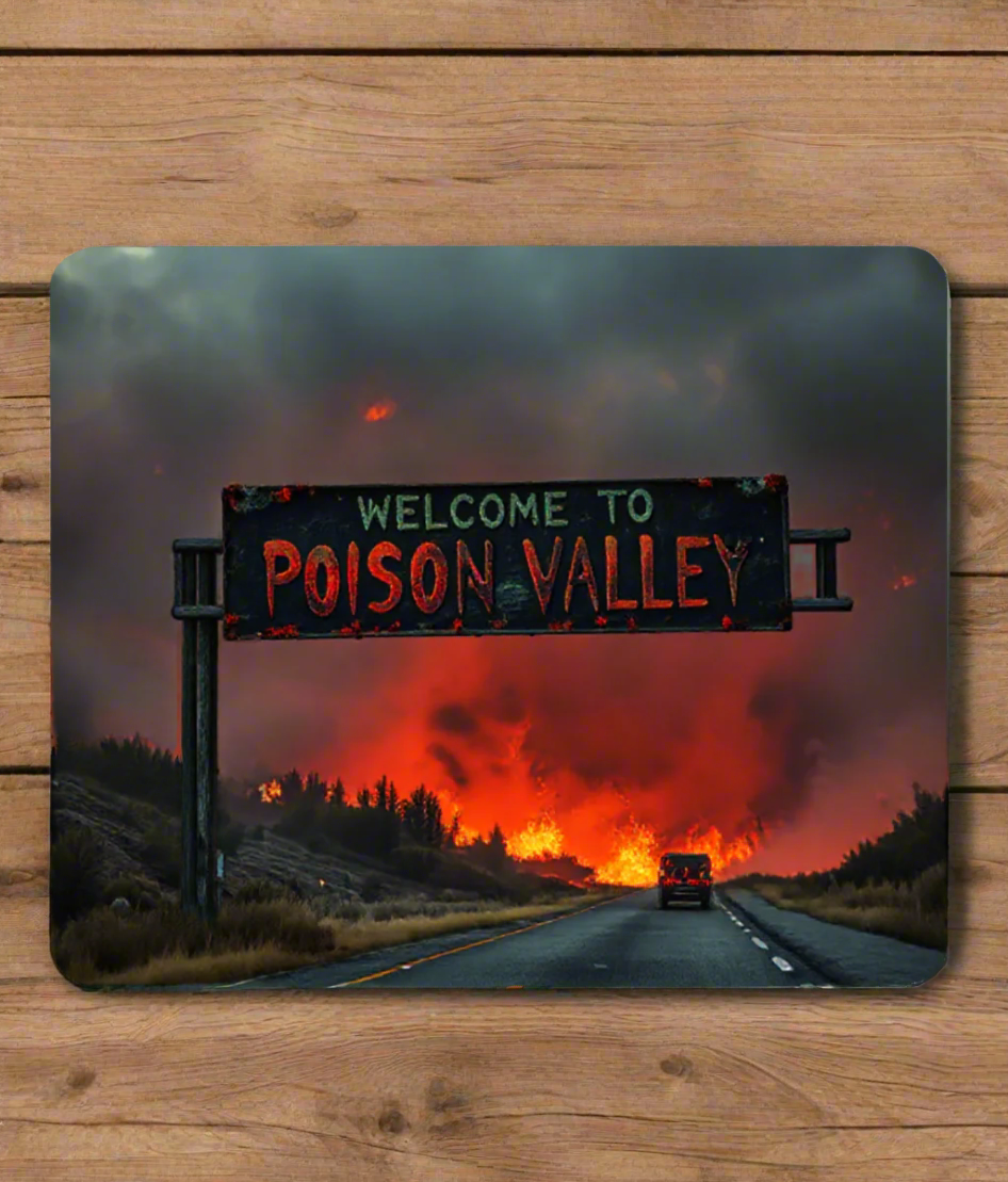 Enhance your workday with this useful and cheerful mouse mat, measuring 196 mm x 235 mm x 3 mm.
Features the "Welcome to Poison Valley" design. Fire up your desk space!