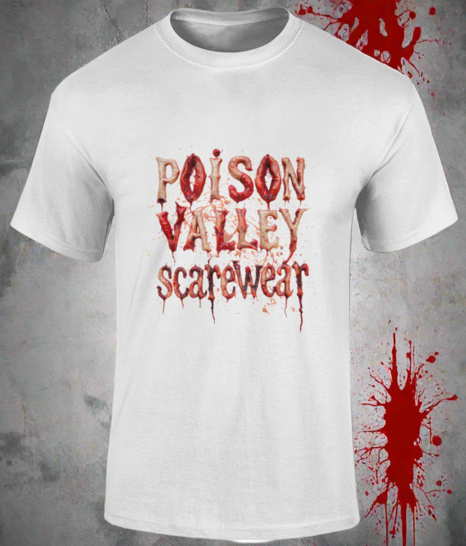 Embrace danger with the Poison Valley Scarewear, designed with fierce blood and guts.
Made with 100% cotton, it boasts a seamless twin needle collar, taped neck and shoulders, and a tubular body for ultimate comfort.