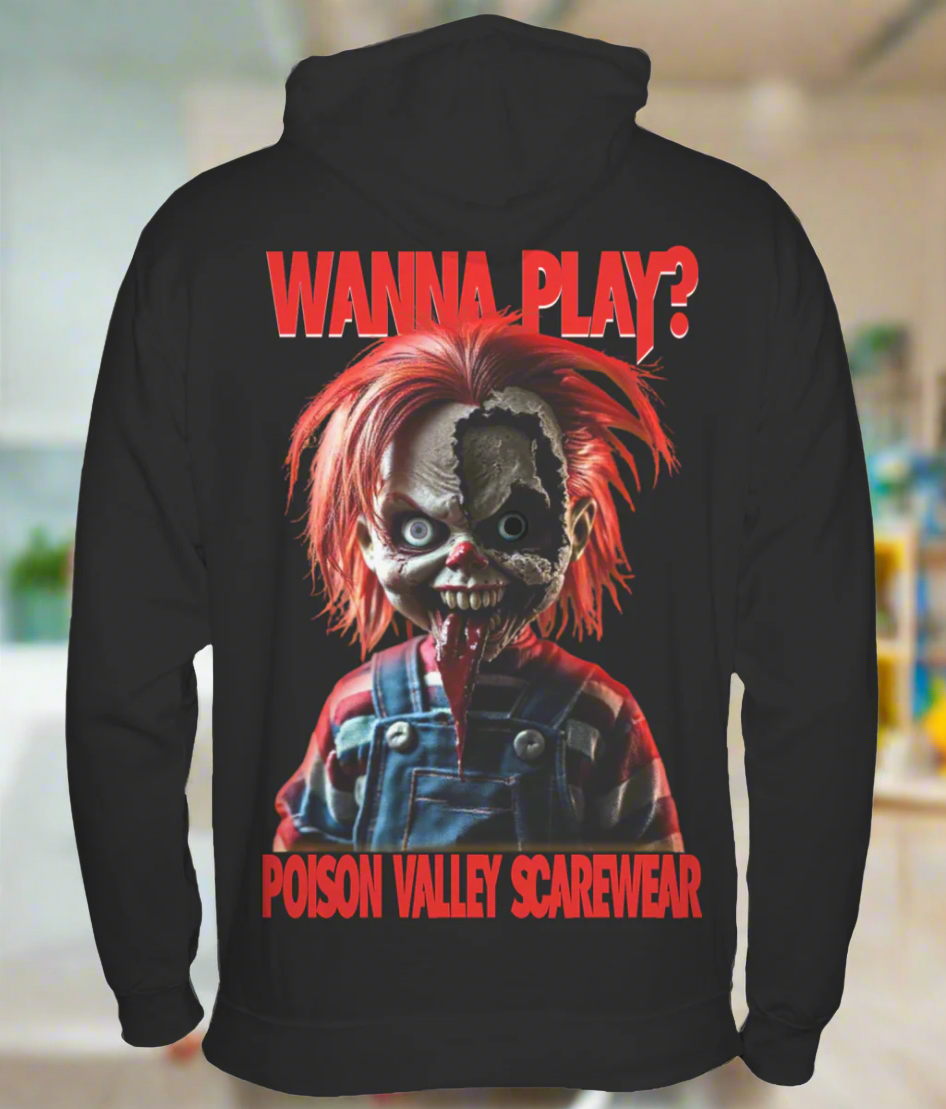 Get ready to play! The devil doll is eager to steal your soul, but don't let that stop you from grabbing this stylish classic hoodie