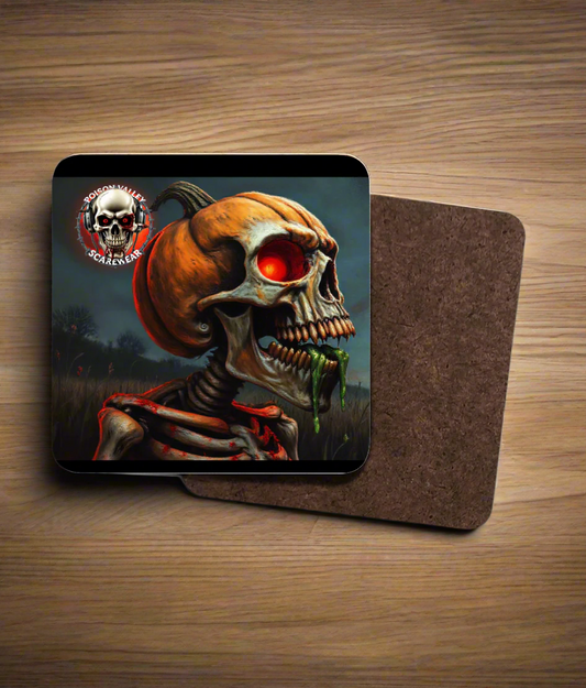 4 PACK COASTERS "PUMPKIN SKULL"